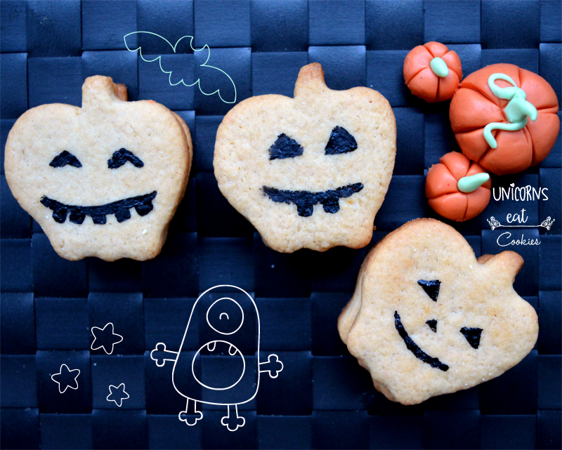 biscotti, zucche, halloween, party idea, ricette, recipe, sweet, treats, dolcetto o scherzetto, cookies, biscuits, candy,unicorns eat cookies, trick or treat