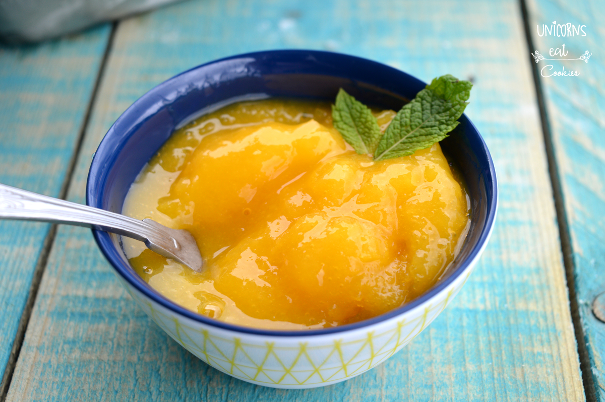 Sorbetto al mango, mango sorbet, mango, ice-cream, gelato, fatto in casa, homem made, senza gelatiera