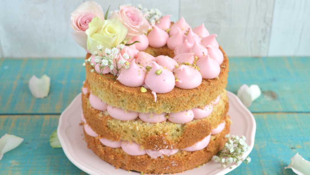 ricetta naked cake pistacchi e acqua di rose chiffon cake